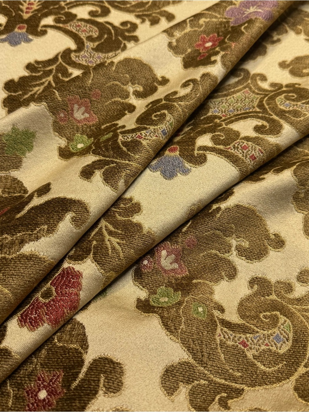 Traditional Jacquard Upholstery Fabric Ornate Damask Floral Scroll Motif BTY